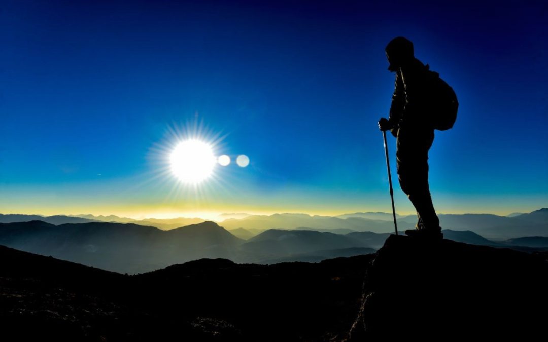 Hiker at the top of a mountain