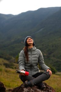 Woman delighted to be in mountains